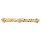Estate: 14K Yellow Gold Woven Bracelet with Diamond Pave Stations